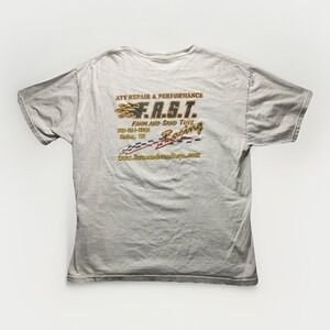 Vintage Y2K Mechanic Speed Shop Distressed Grunge Faded Gray T-Shirt Size XL